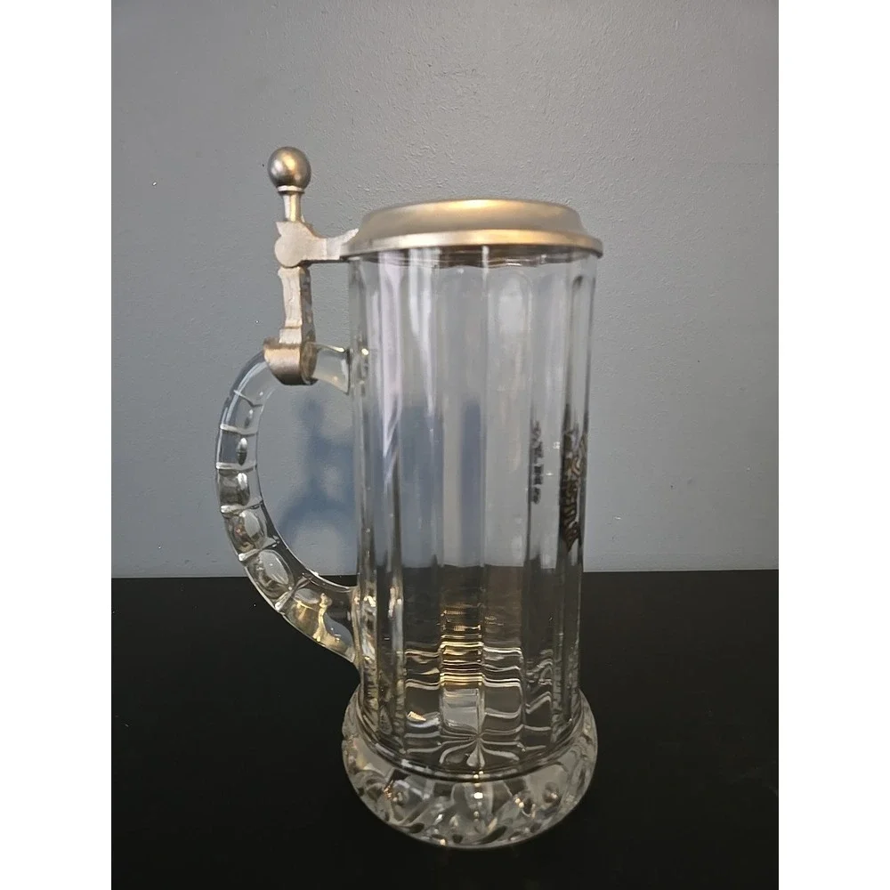 Busch Gardens Glass Beer Stein‎ w/metal Lid 8.5